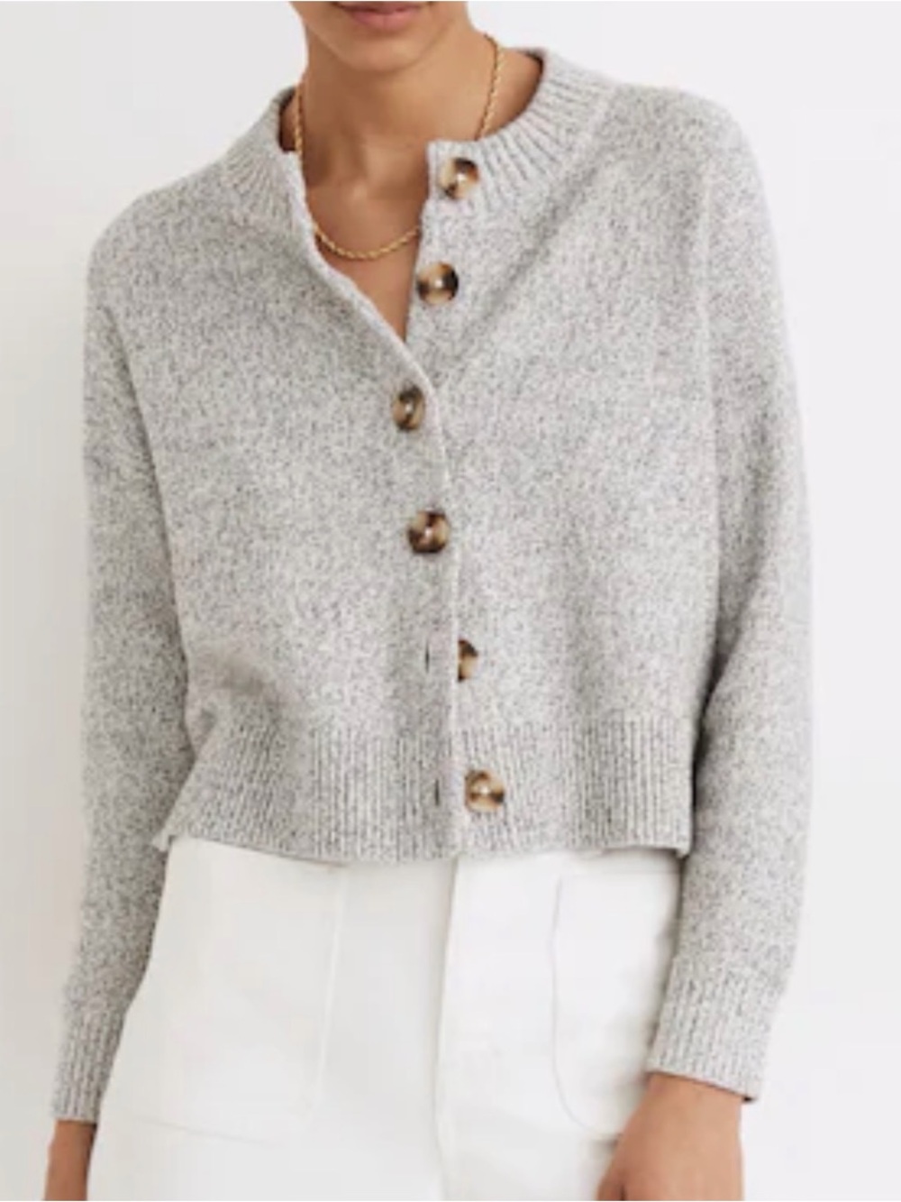 NWOT Madewell Broadway Cardigan Sweater size XL grey and white 100% cotton